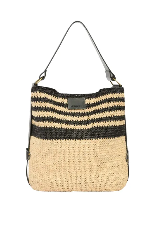 Bayia Striped Shoulder Bag | Black/Natural - Isabel Marant