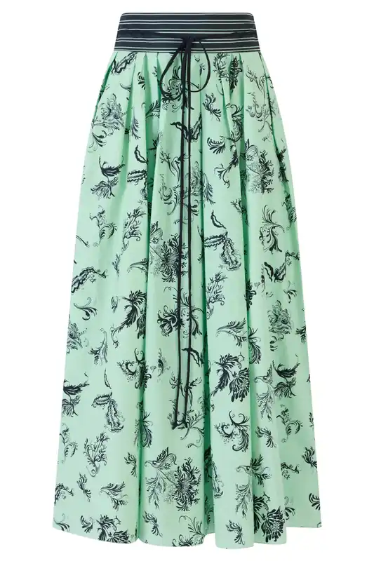 Tie Full Pleated Skirt | Sage - Rosie Assoulin