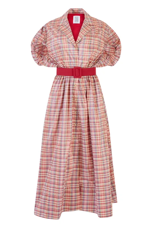 Wind at Your Back Dress | Pink Plaid - Rosie Assoulin
