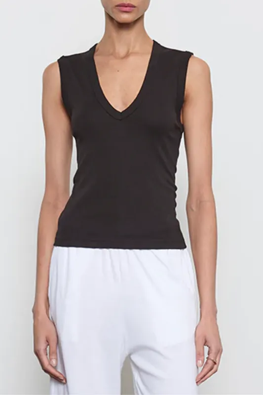 Supima Cotton Sleeveless V | Black - Enza Costa