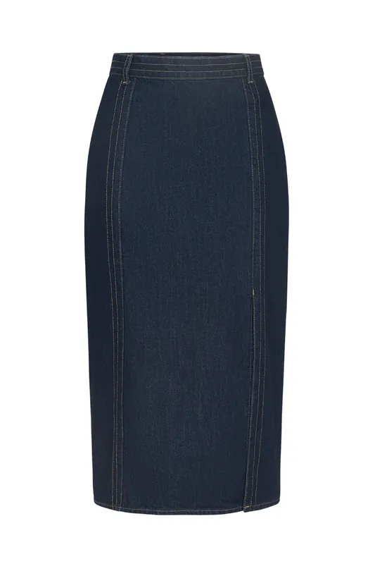 Denim Skirt w/ Seams | Dark Stone - TWP