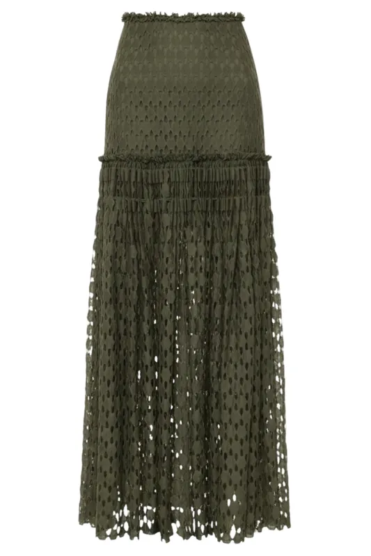 Aris Lace Maxi Skirt | Pine - Ulla Johnson