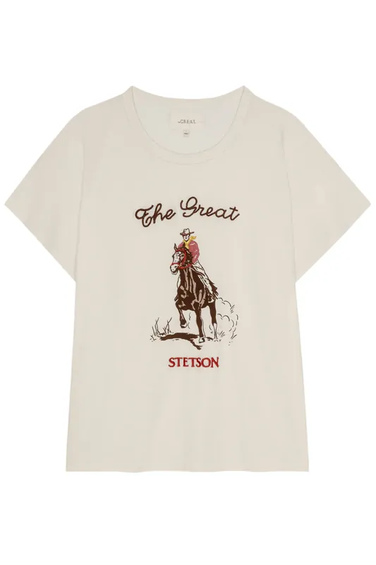 The Boxy Crew Stetson Graphic Tee | Washed White - The Great.