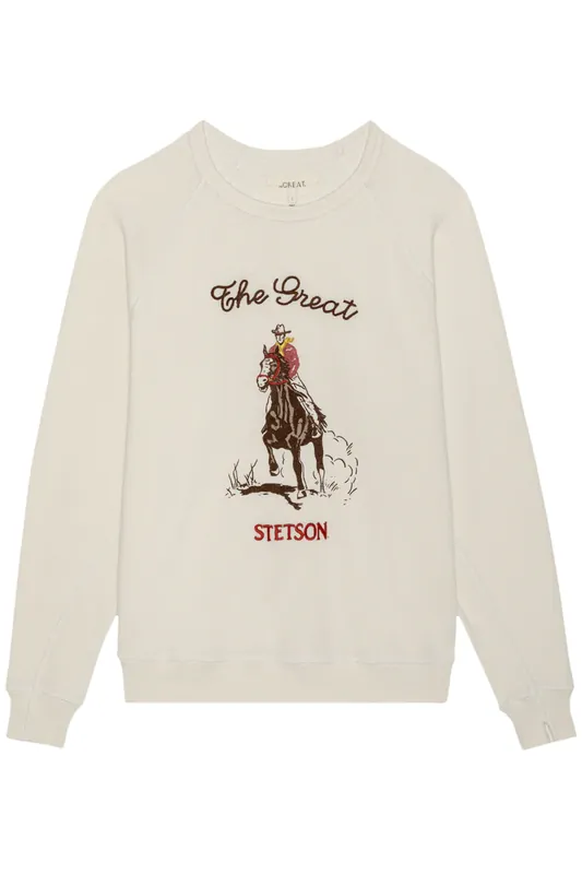 The College Sweatshirt Stetson Graphic | Washed White - The Great.
