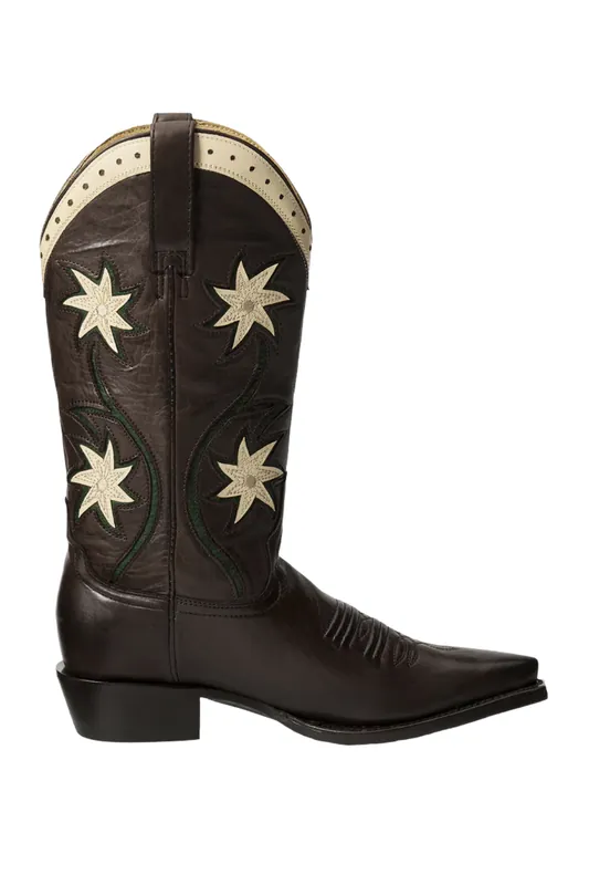 The Leather Cowboy Boot | Brown Floral - The Great.