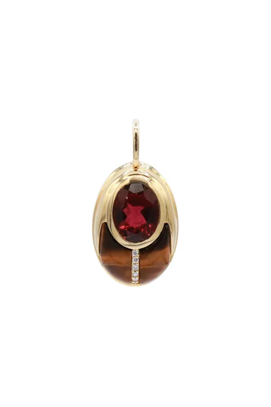 Lovebug Pendant | Tigers Eye and Pink Tourmaline - Mason and Books