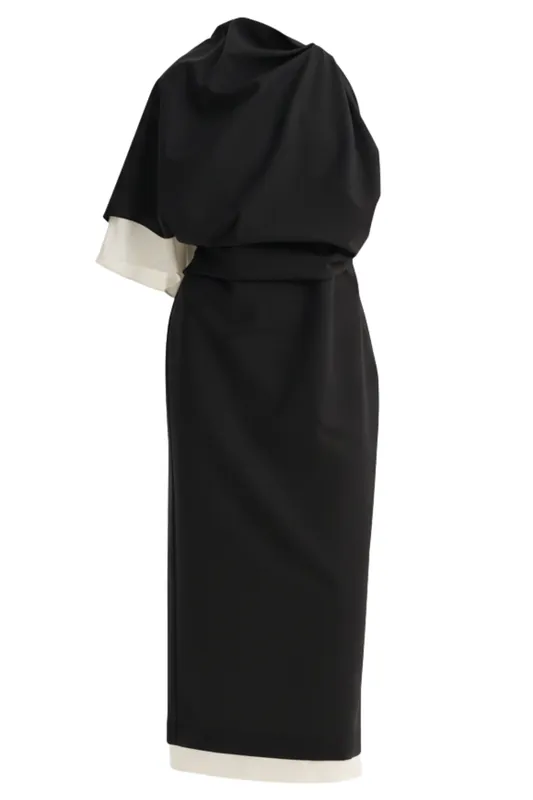 Draped Open Back Dress | Black - Rohe