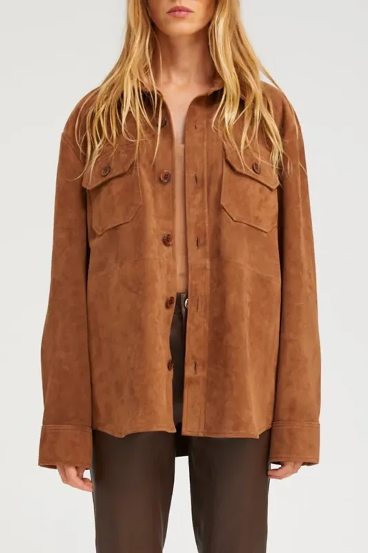 Suede Shacket | Dark Cognac - SPRWMN