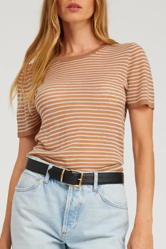 Tissue Classic Tee | Tan Mini Stripes - SPRWMN