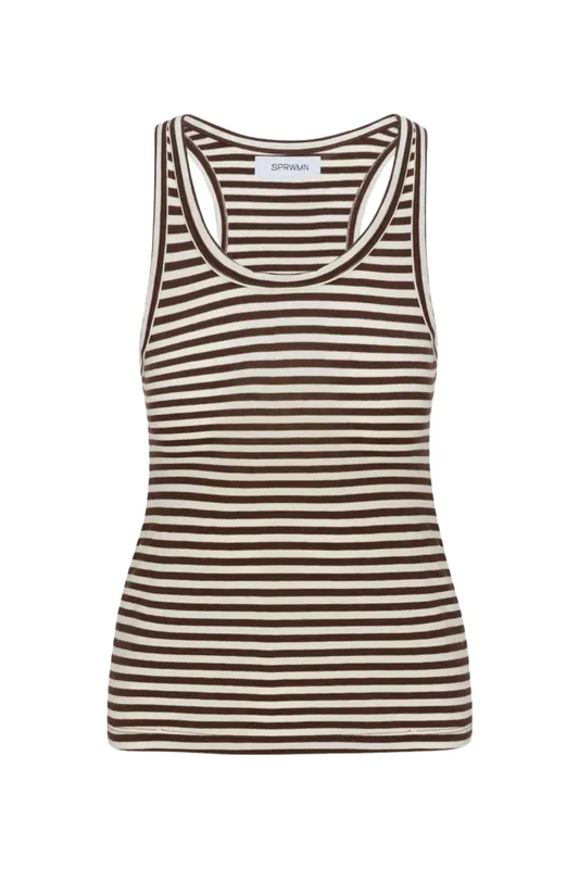 Striped Fitted Scooped Tank | Americano Stripe - SPRWMN
