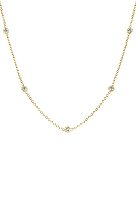 14K 5 Floating Diamond Station Necklace - Zoe Chicco