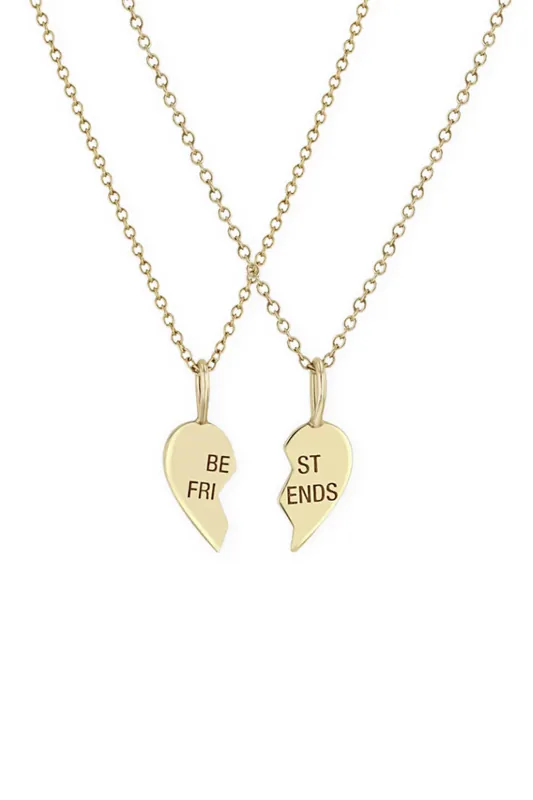 14K Midi Bitty Best Friends Heart Necklace (Set of 2) - Zoe Chicco