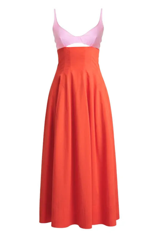 Maddy Cotton Midi Dress | Lobster - Simkhai