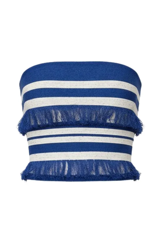 Cairo Knit Tube Top | Royal Blue Stripe - Simkhai