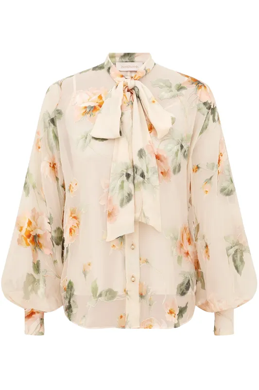 Carousel Burnout Blouse | Cream Rose - Zimmermann