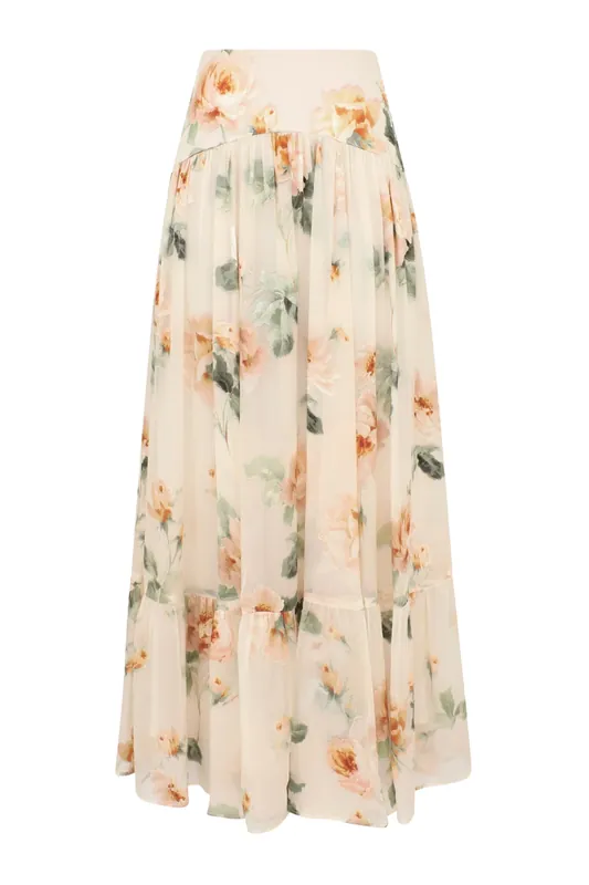 Carousel Burnout Midi Skirt | Cream Rose - Zimmermann