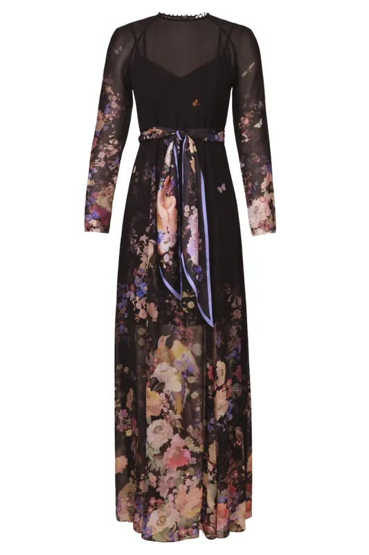 Luna Sheath Dress | Black Multi Floral - Zimmermann