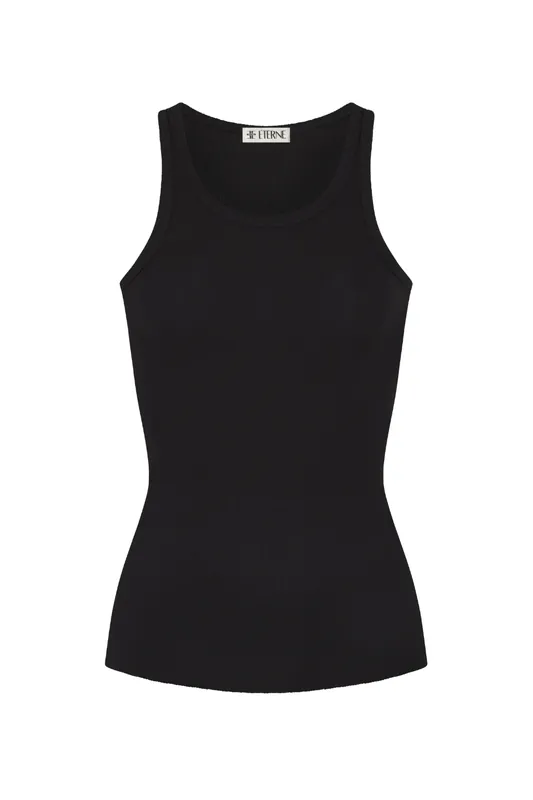 High Neck Fitted Tank | Black - Eterne