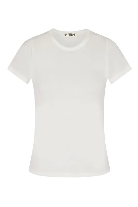 Fitted Crewneck Short Sleeve T-Shirt | Ivory