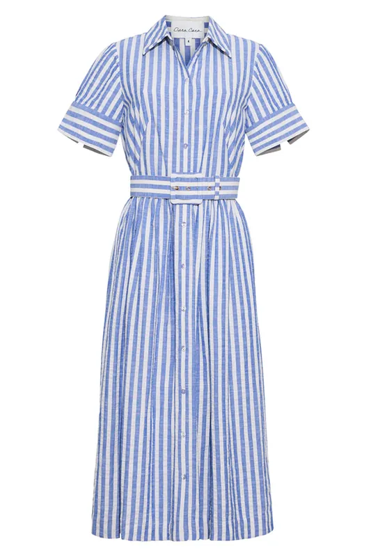 Malena Dress | Seersucker Blue Stripe - Cara Cara