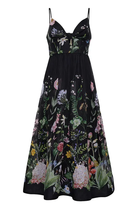 Pero Midi Dress | Bloomsfield Black - Cara Cara