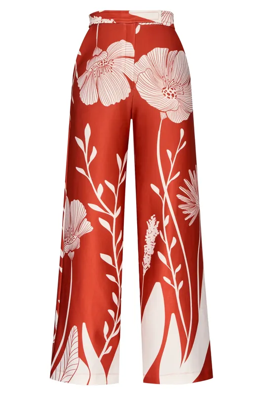 Ama y Haz Pant | Red Floral Border - Andres Otalora