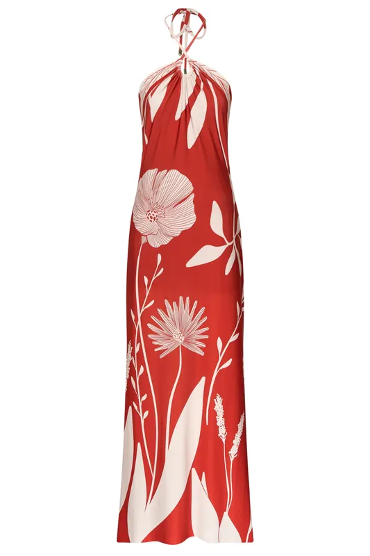 Entrelazada Dress | Red Floral Border - Andres Otalora