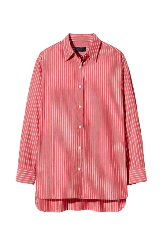 Yorke Striped Cotton Shirt | Red And White Stripe - Nili Lotan
