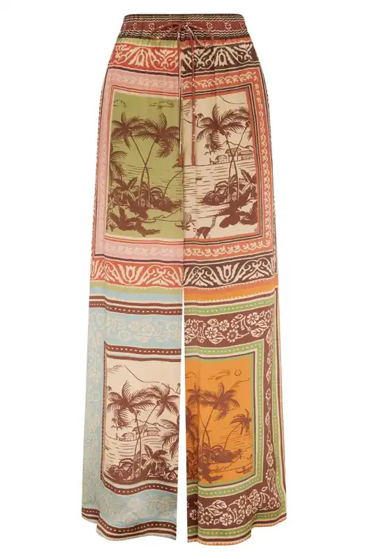 Alberta Silk Pant | Multi - Alémais