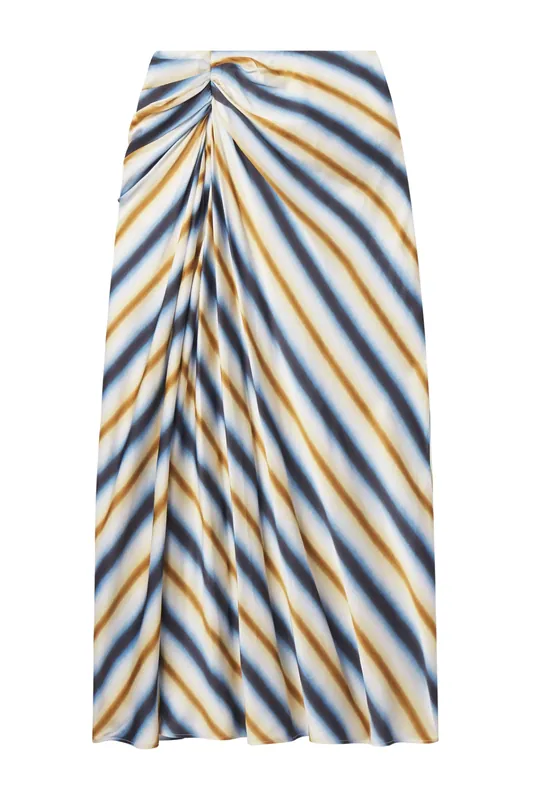 Jean Striped Midi Skirt | Tahoe Blue/Milk Chocolate - A.L.C.