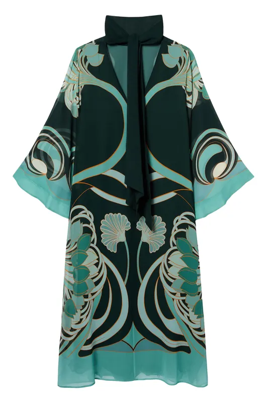Magnifico Midi Dress | Blooming Tulip Placeé Dark Green - La DoubleJ