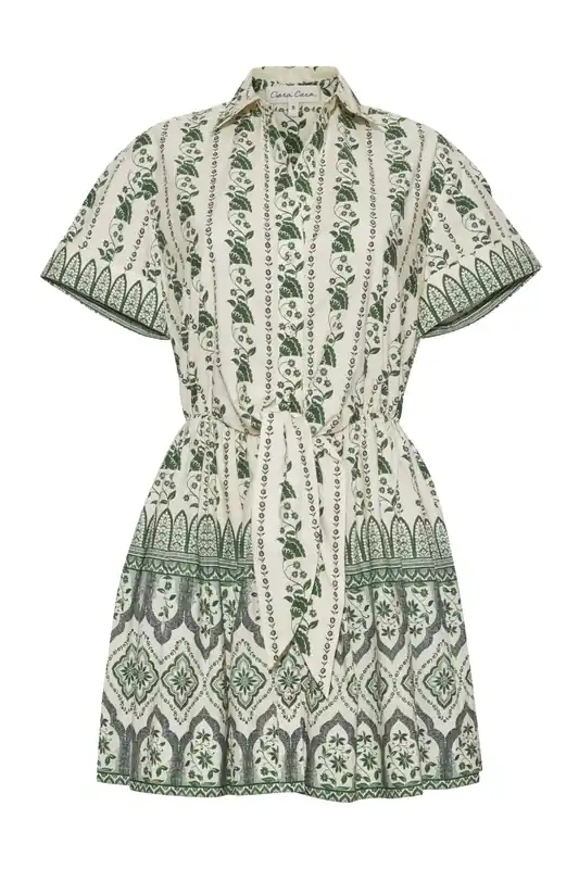 Asbury Mini Dress | Vining Flora Green - Cara Cara