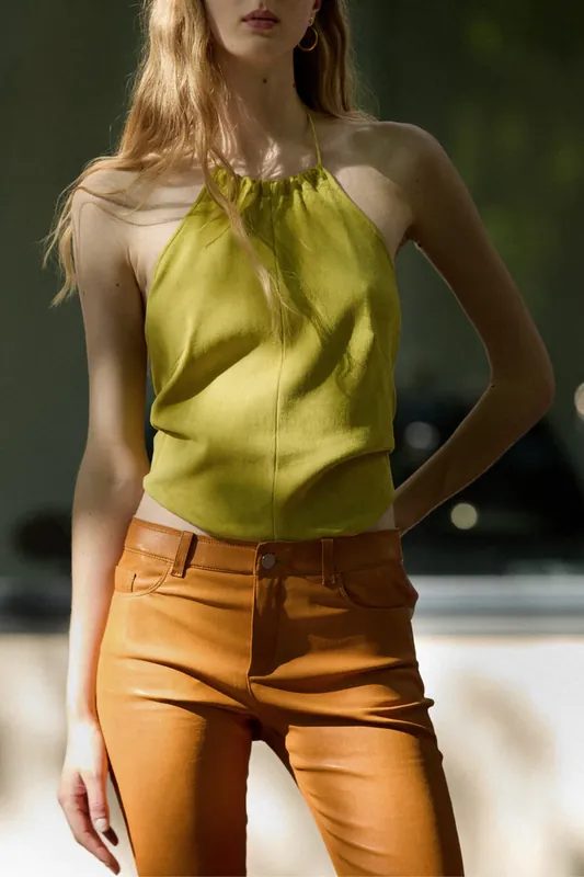 Rosie Suede Top | Limoncello - Stouls