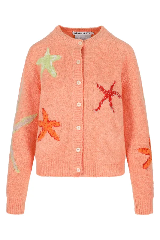 Starfish Cardigan | Intarsia On Coral - Bernadette