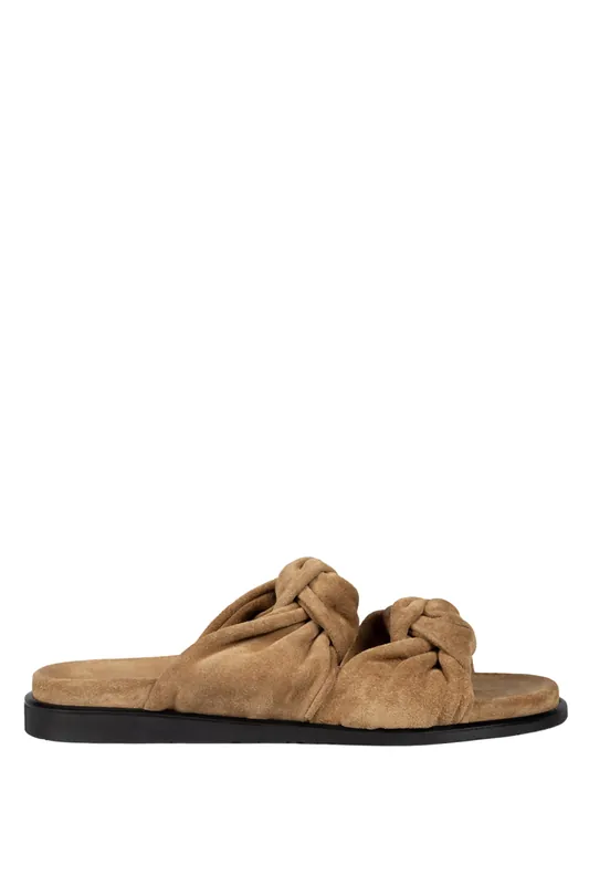 Tye Slide | Caramel Suede - Dear Frances