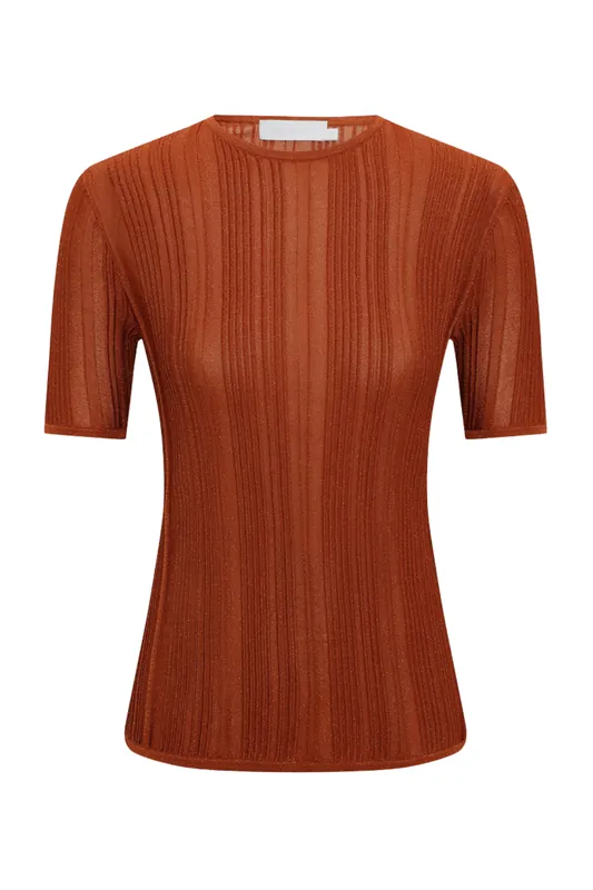 Indra Metallic Tee | Metallic Tan - Zimmermann