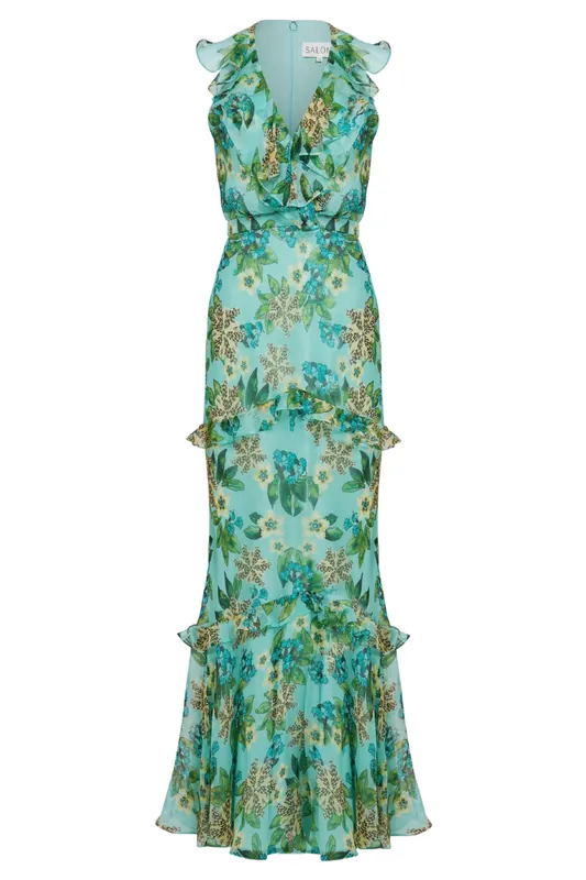 Rita Dress | Fiori Mint - Saloni