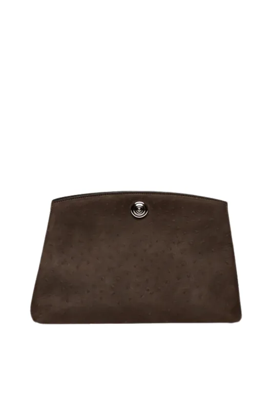 Pushlock Pouch | Dark Brown Ostrich - Liffner