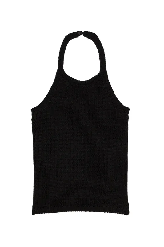 Chunky Knit Halter Top | Black - Rohe