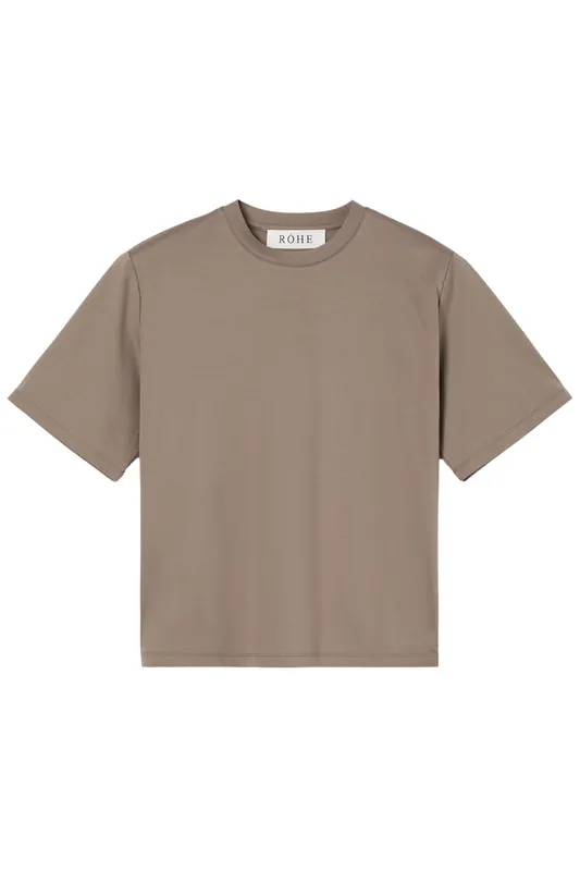 Oversized Cotton Silk T-Shirt | Taupe