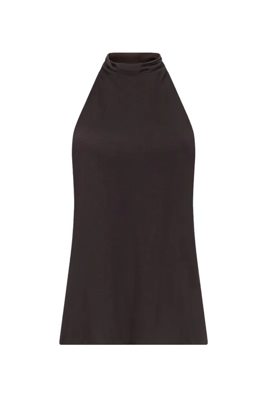 Flowy Halter Top | Dark Chocolate - TWP