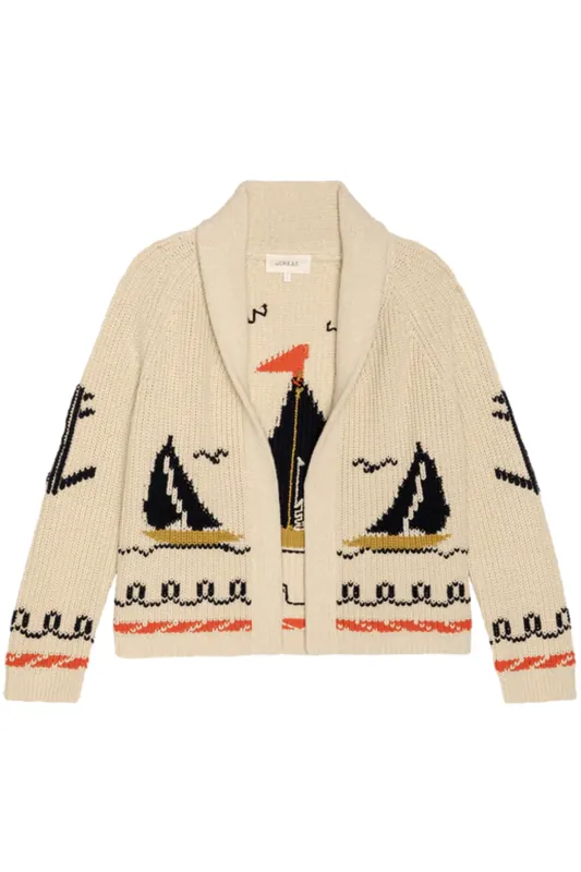 The Sailboat Lodge Cardigan | Cream - The Great.