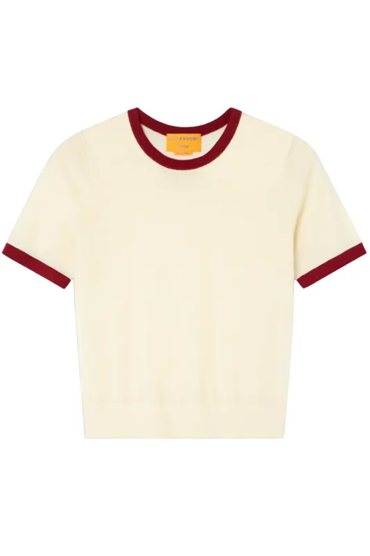 Airy Ringer Tee | Cream / Carmine - Guest in Residence