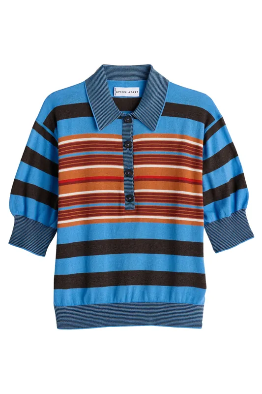 Oda Polo | Blue Multi Stripe - Apiece Apart