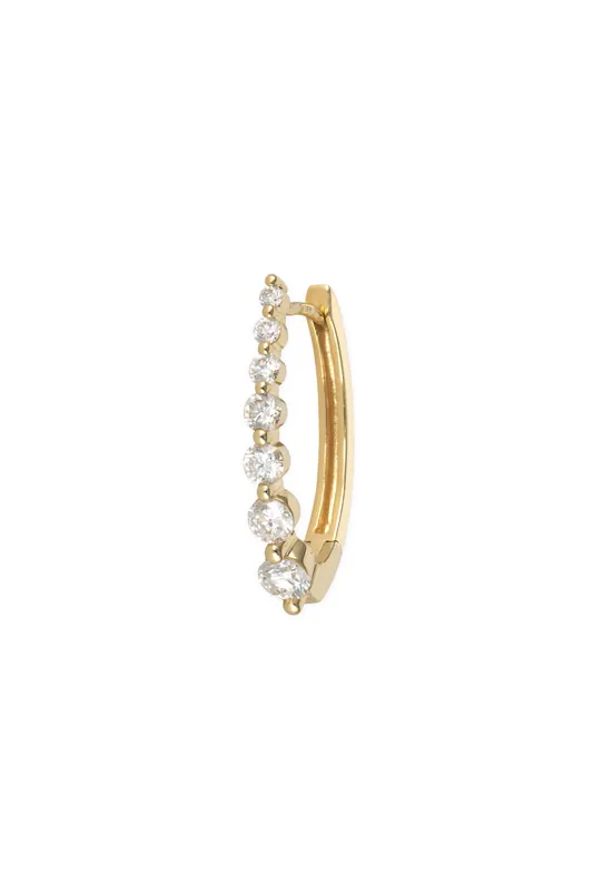 Large Oval Graduated Diamond Hoop | Single - Three Stories Jewelry