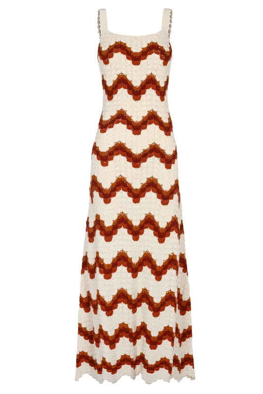 Marea Maxi Dress | Ivory/Tobacco - ESCVDO