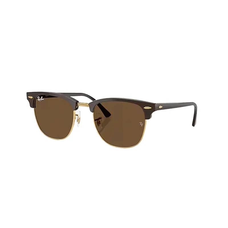 Ray-Ban Clubmaster Classic Sunglasses Polished Brown Gold Dark Brown
