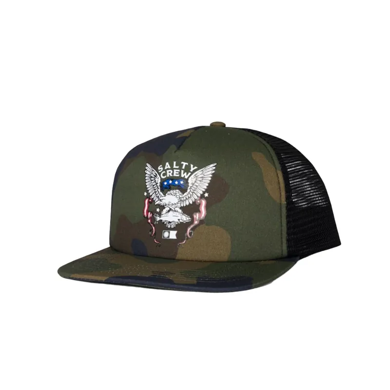 Salty Crew America Talon Trucker Adjustable Snapback Hat Camo
