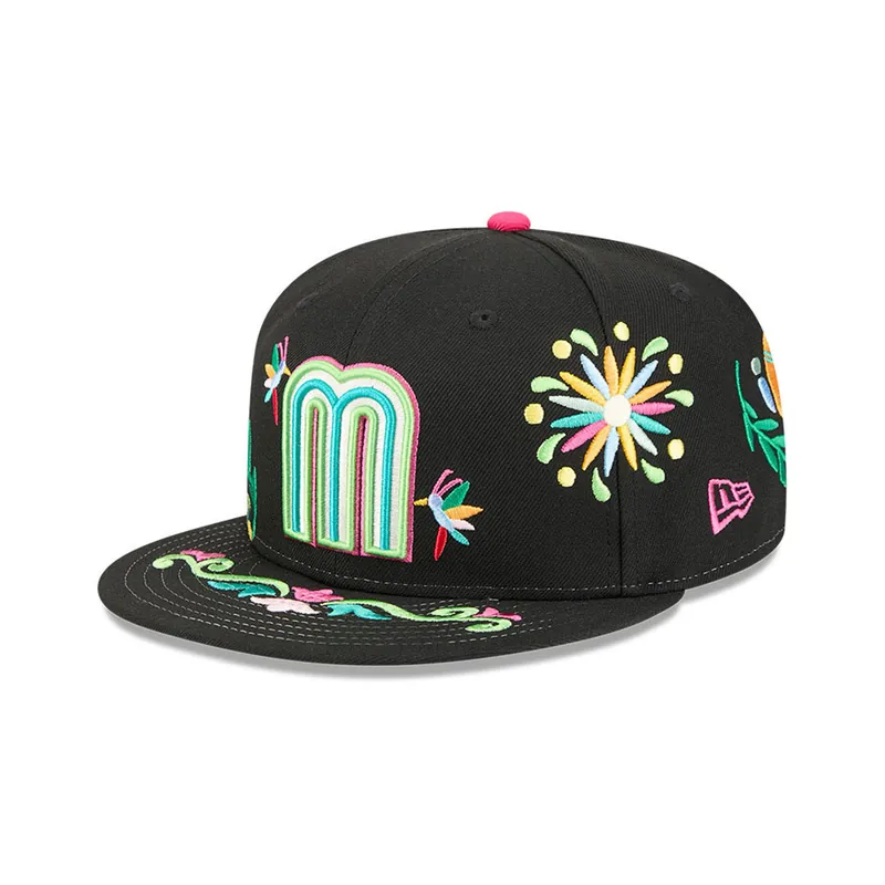 New Era 59Fifty Mexico Baseball Latin Embroidery Fitted Hat Black