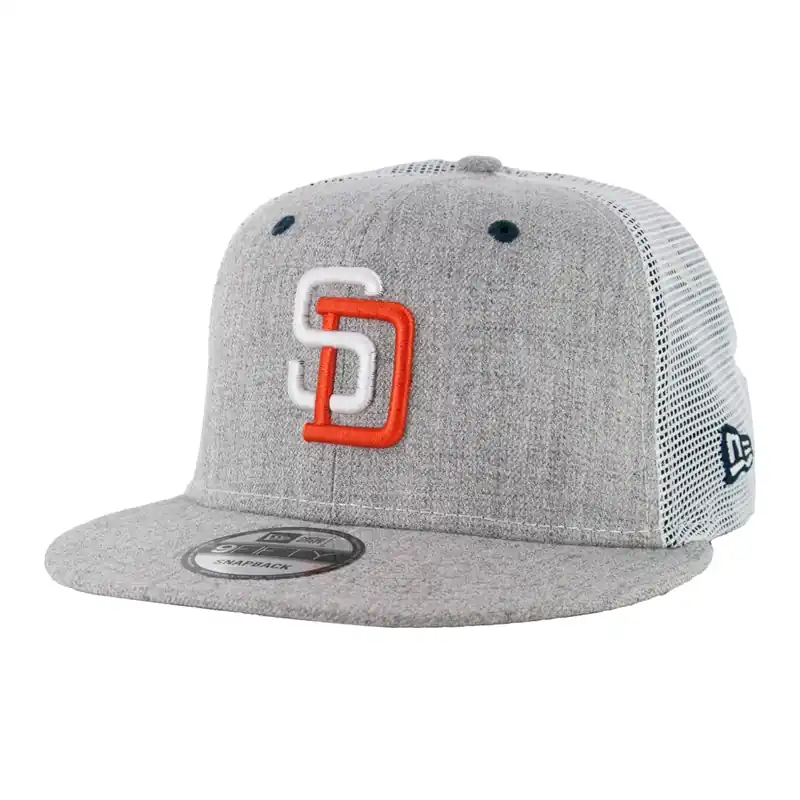 New Era 9Fifty San Diego Padres Tony Gwynn 3 Trucker Snapback Adjustable Hat Heather Grey